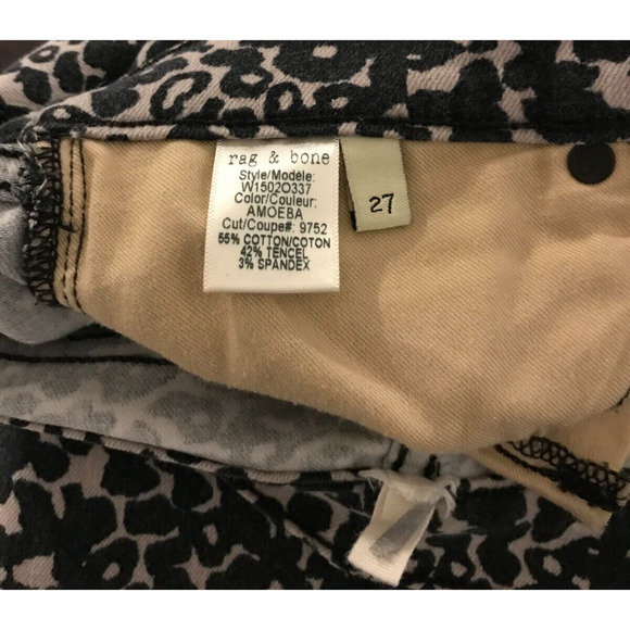 Rag & Bone Skinny Amoeba Printed Black/Brown Leopard Mid Rise Jeans - Size 27 - Picture 6 of 12